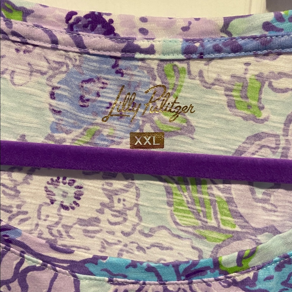 Lilly Pulitzer Etta Scoop Neck Tee - XXL- NWOT- Multi Let It Gogh - Picture 2 of 7